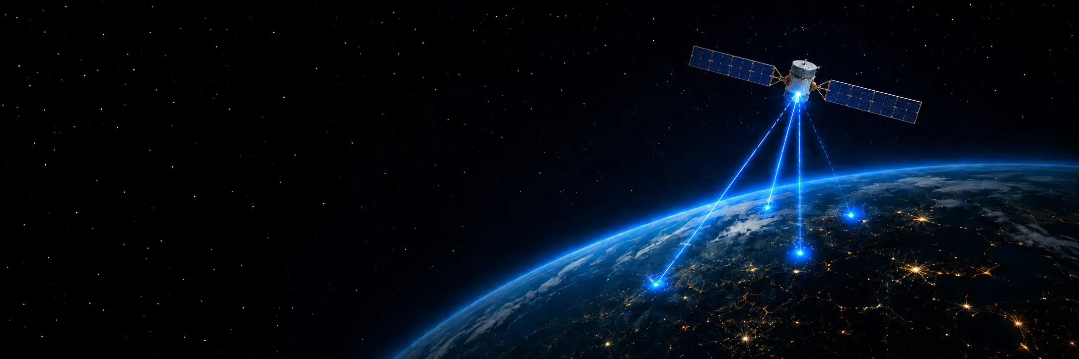 Illustration of a LEO satellite communicating with Earth