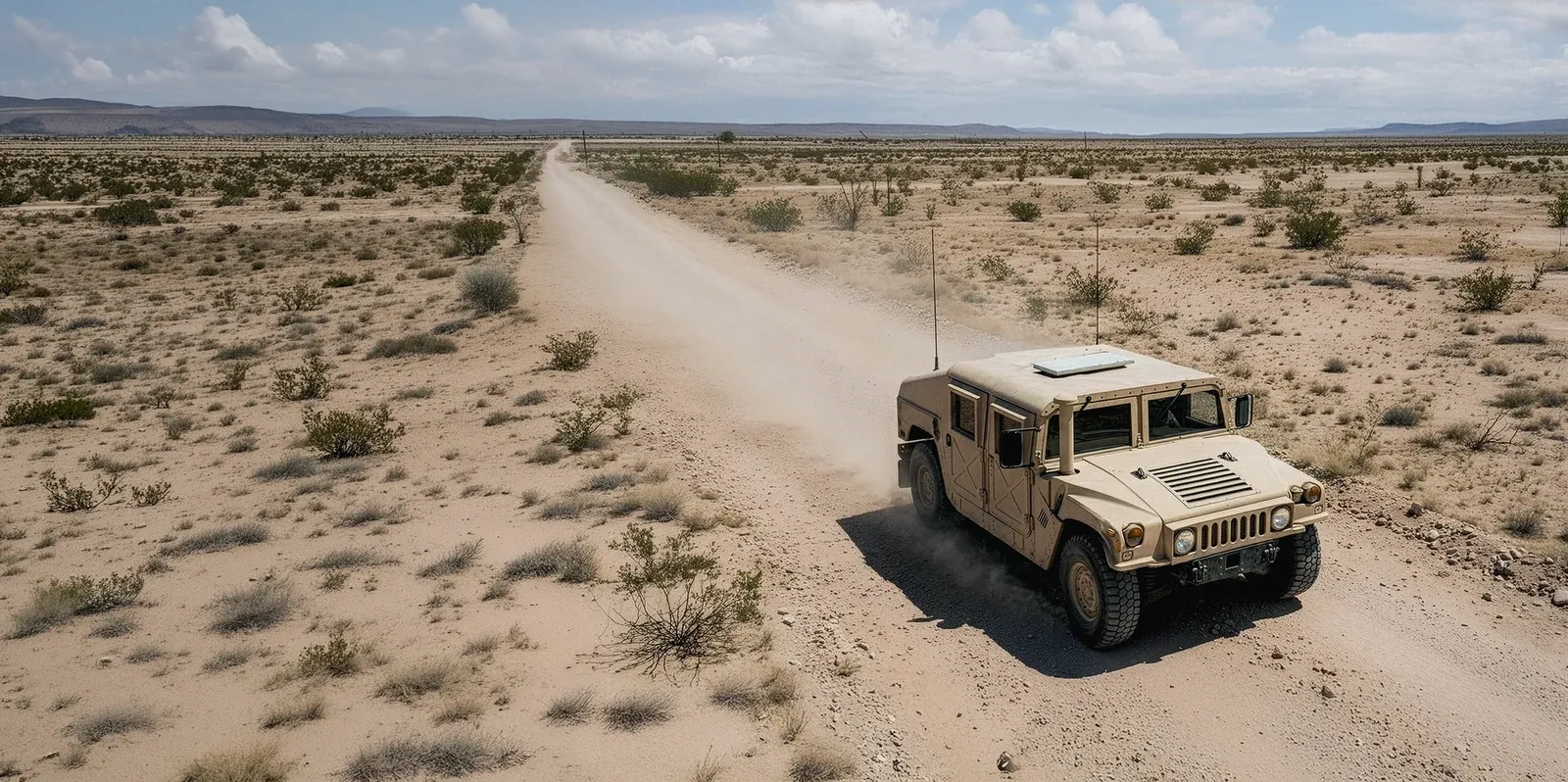 Command vehicle on a remote mountain road