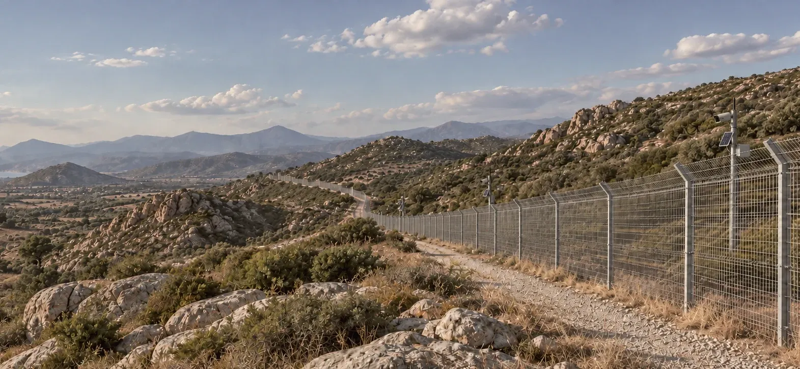 Sensor-equipped border fence